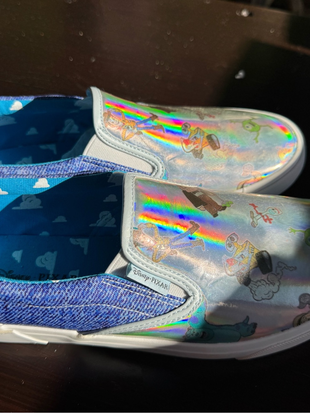 Kids' Holographic Slip-On Shoes - Silver/Blue